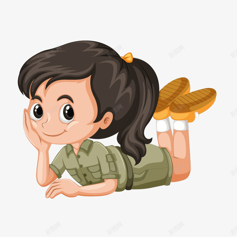 卡通女生趴下思考矢量图ai免抠素材_88icon https://88icon.com 卡通 女生 思考 趴下 矢量图