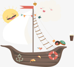 卡通帆船装饰图案素材