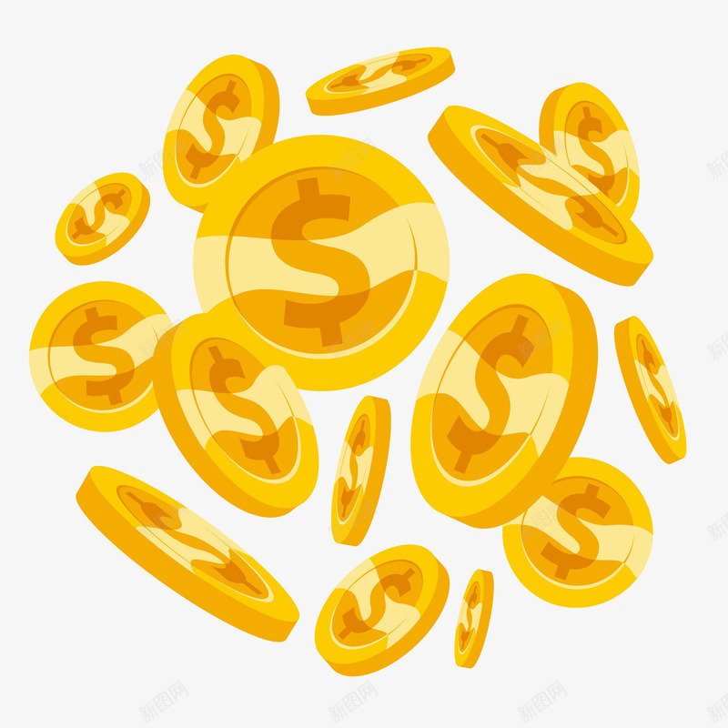 漂浮金币插画矢量图ai免抠素材_88icon https://88icon.com 双十一 双十二 标志 漂浮金币矢量插画 经济 美元符号 货币标志 购物 金融和经济 矢量图