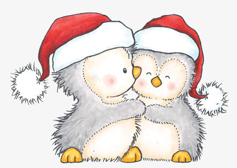 可爱带圣诞帽的小企鹅png免抠素材_88icon https://88icon.com 企鹅 可爱 圣诞帽 手绘