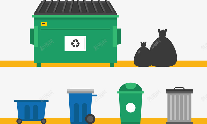 垃圾箱合集png免抠素材_88icon https://88icon.com 卡通 垃圾处理 垃圾桶 循环 绿色