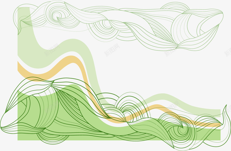 绿色流动线条装饰图案png免抠素材_88icon https://88icon.com 图案装饰 流动 线条矢量 绿色 绿色线条