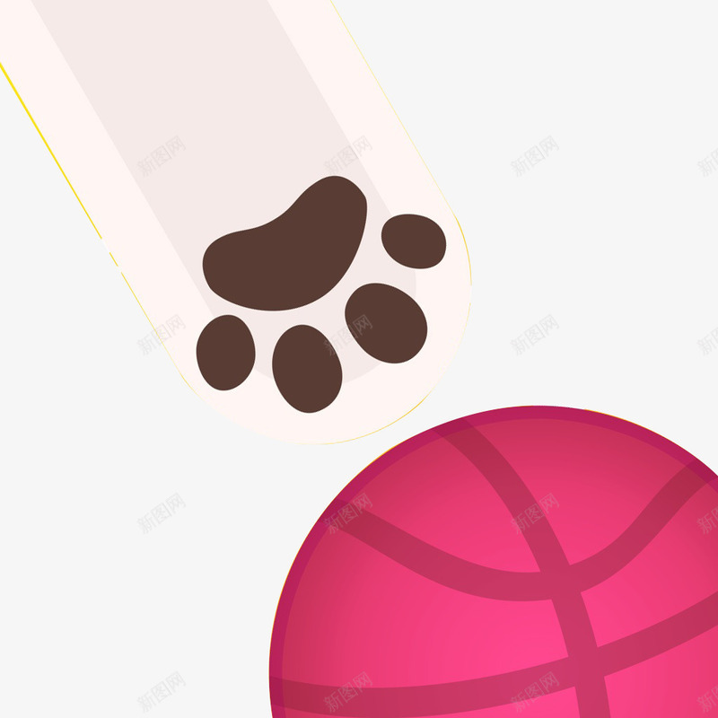 猫爪子与篮球png免抠素材_88icon https://88icon.com 卡通 猫爪 猫爪子 篮球 粉色
