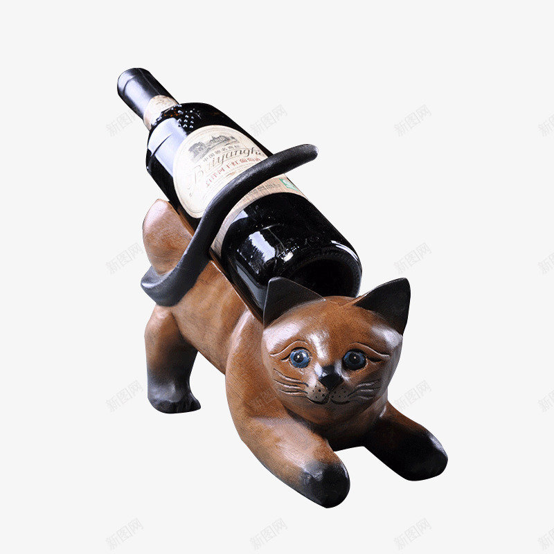 猫咪红酒架png免抠素材_88icon https://88icon.com 一瓶 卡通 手绘 木质 棕色的 猫咪 红酒 红酒架