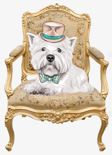 坐在椅子上的狗狗png免抠素材_88icon https://88icon.com 凳子 卡通 可爱 宠物 帽子 手绘 狗狗