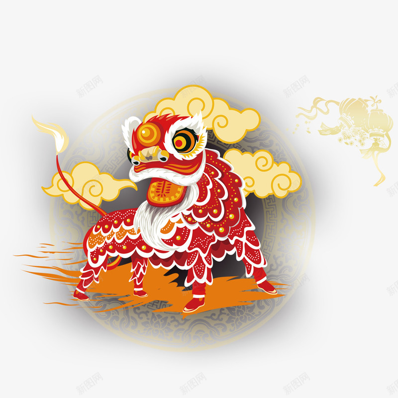 春节舞狮子png免抠素材_88icon https://88icon.com 2018年 2018年狗年 卡通狮子 喜庆 团聚 春节 春节设计 狗年 狗年大吉 祝福 祥云 舞狮子 装饰