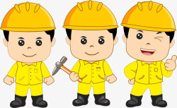 扯开衣服的男人卡通戴小黄帽的装修工人矢量图高清图片