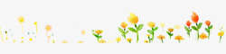 黄色手绘美丽春季花丛素材