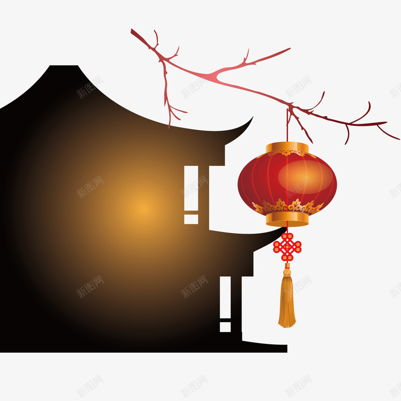 中国传统建筑与春节灯笼png免抠素材_88icon https://88icon.com 中国 传统 传统建筑 春节 灯笼