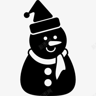 圣诞雪人的帽子和围巾和黑色图标图标