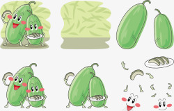 手绘冬瓜瓜藤吃东西的冬瓜表情高清图片