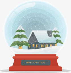 暖冬水晶球下大雪的圣诞水晶球高清图片