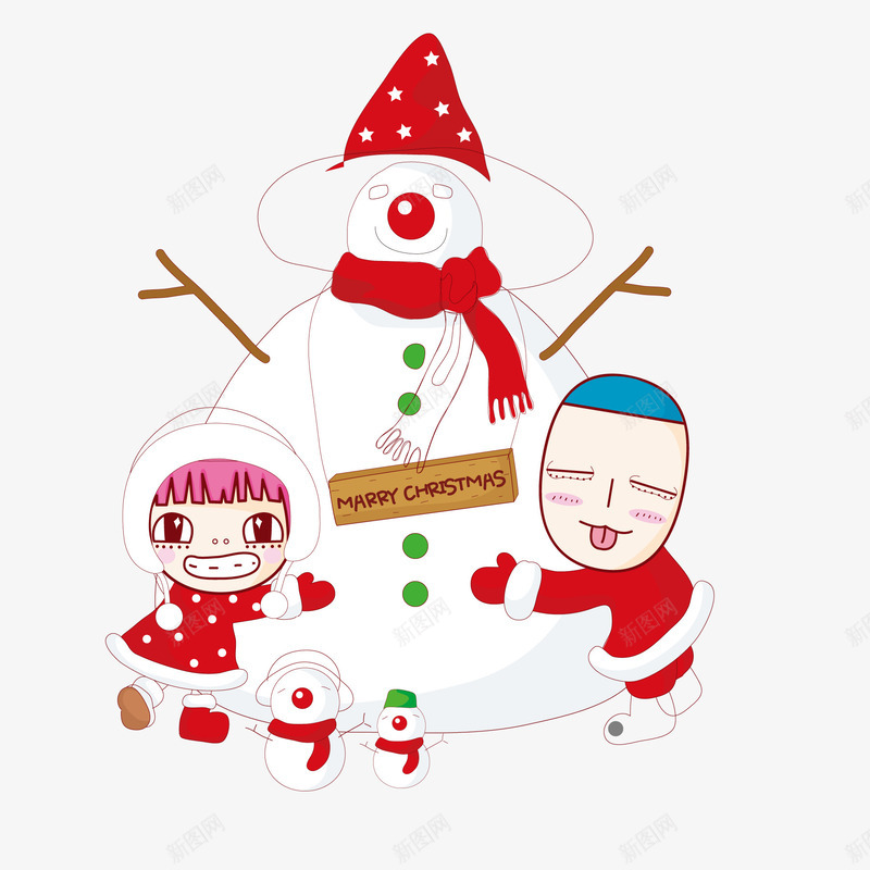 堆雪人的孩子矢量图ai免抠素材_88icon https://88icon.com 卡通 圣诞节 堆雪人 孩子 玩耍 节日 矢量图