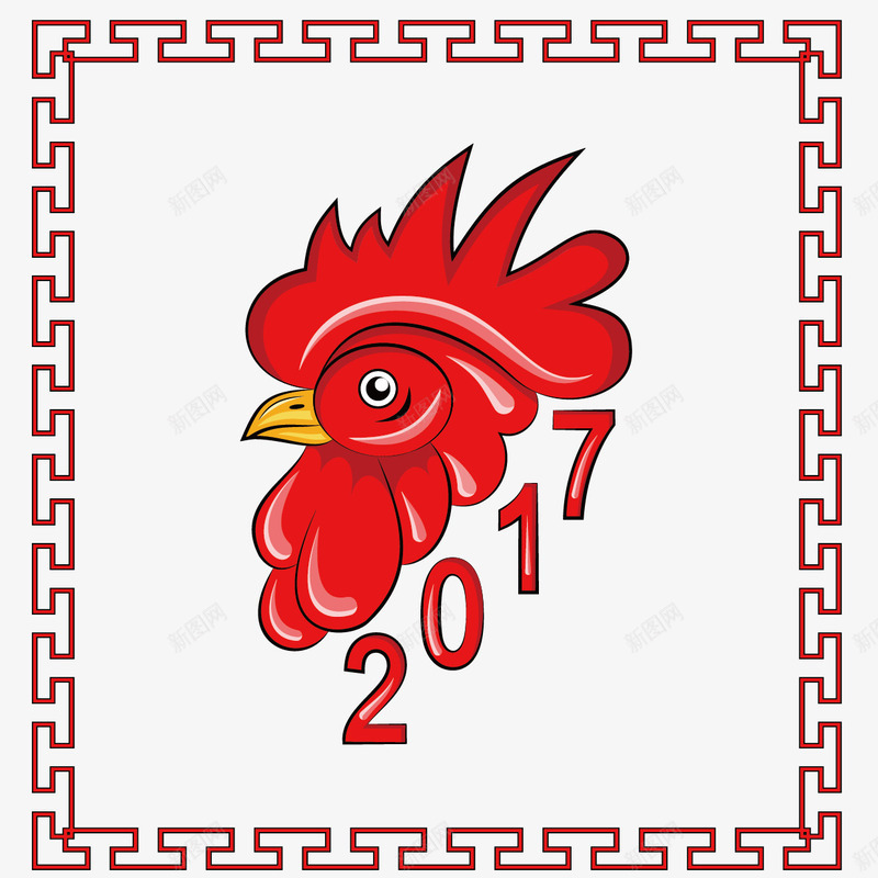 2017鸡年矢量图ai免抠素材_88icon https://88icon.com 2017 公鸡 新春 春节 边框 过年 鸡年 矢量图