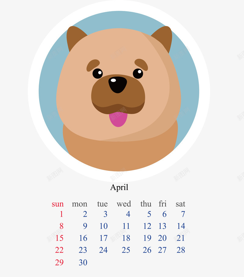 狗年卡通月历模板png免抠素材_88icon https://88icon.com 2018年春节 4月 4月月历 卡通月历矢量模板 卡通矢量狗 日历 狗年 狗年新春