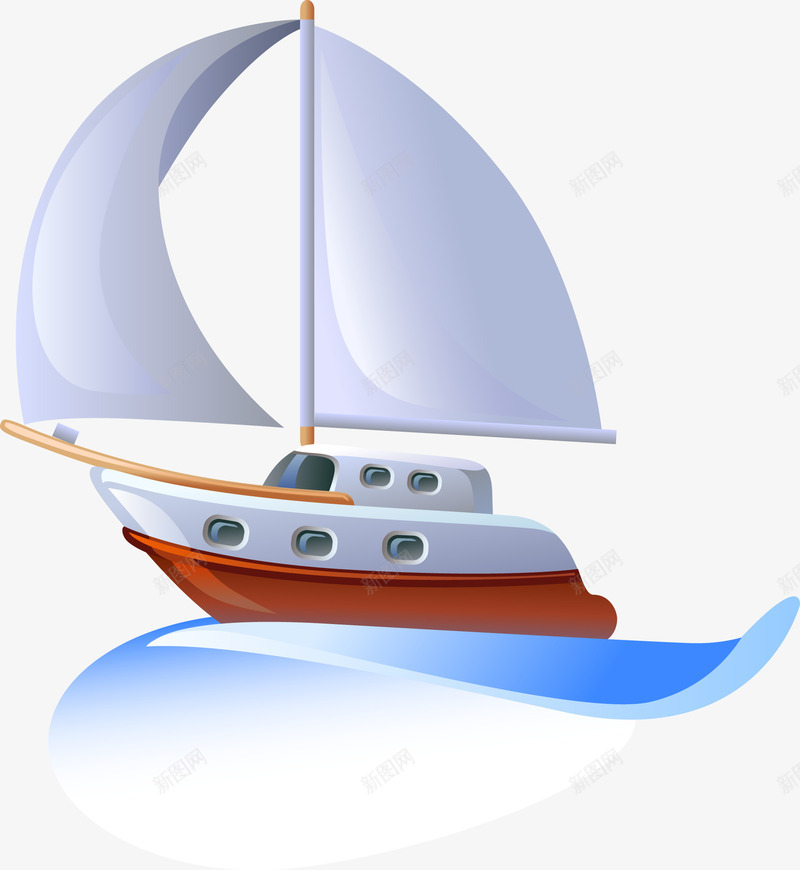 帆船图png免抠素材_88icon https://88icon.com 卡通船 帆船 矢量船只 船 船俯视 船只 货船 轮船