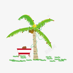 椰子树和草地矢量图素材