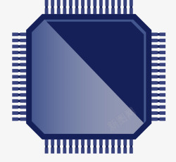 蓝色方形电子芯片素材