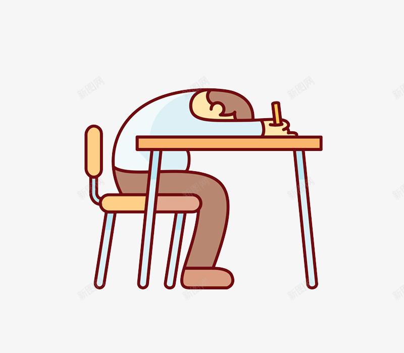 卡通趴在桌子上睡觉png免抠素材_88icon https://88icon.com 卡通人物 家具 手绘 桌子 椅子 睡觉 课桌