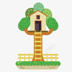 创意大树上的房子矢量图素材