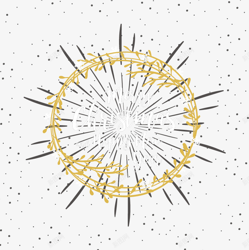 扁平射线花环矢量图ai免抠素材_88icon https://88icon.com 免扣png素材 免费png素材 墨点背景 射线圣诞节图片素材 白色艺术字 花环圣诞节图片素材 黄色圣诞节图片素材 黄色花环 黑色圣诞节图片素材 黑色射线 矢量图