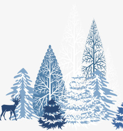 蓝色雪景入冬矢量图素材