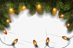 圣诞松枝和彩灯背景素材