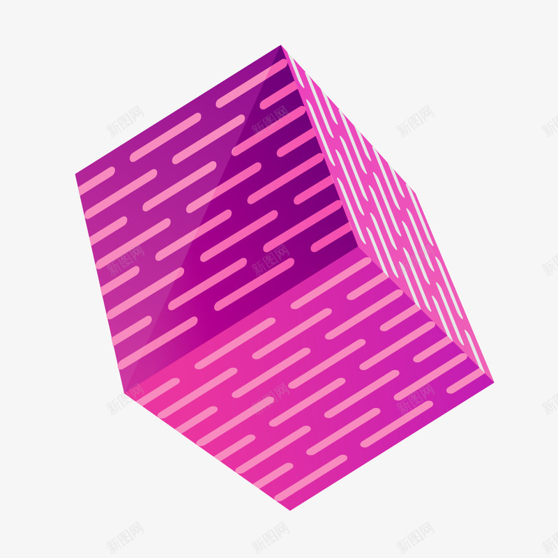 紫色横条立体正方体png免抠素材_88icon https://88icon.com 三维立体 四四方方 彩色图案 正方体 正方形 漂浮正方体 立体正方体