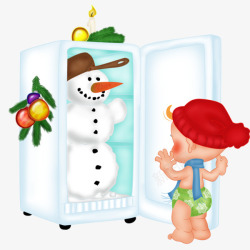 冰箱里的雪人素材