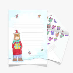 彩绘熊信封和信纸素材