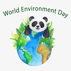 熊猫抱着地球世界环境日素材