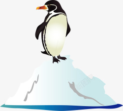 手绘冰山上的企鹅矢量图素材