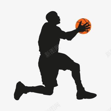 运动人物组合篮球男子剪影图标图标