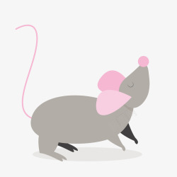 扁平化粉色耳朵老鼠矢量图素材