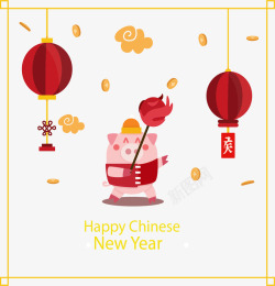 可爱小猪中国新年矢量图素材