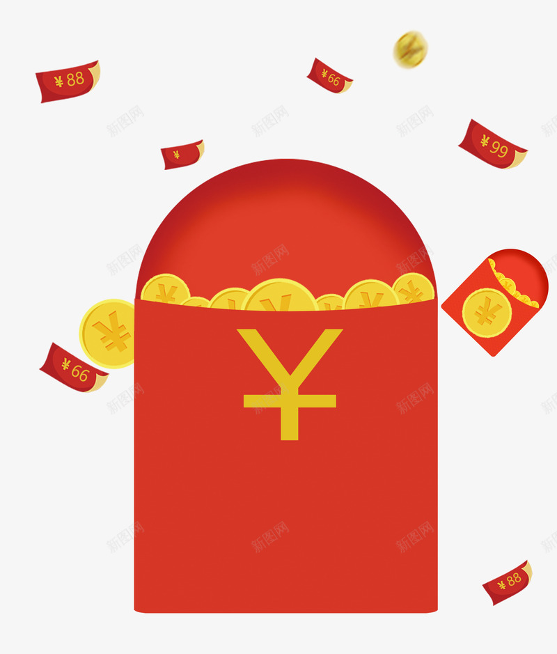 红包和金币卡通插画png免抠素材_88icon https://88icon.com 双十二 抢红包 活动促销 淘宝红包 漂浮红包 红包 红包卡通插画 红色 金币