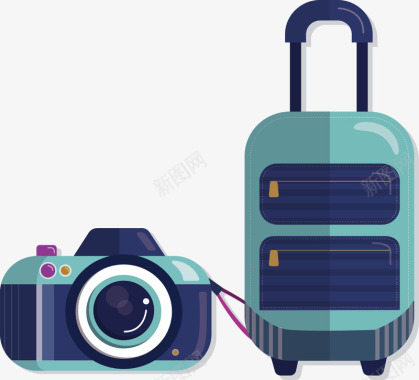 旅游旅游常备物品相机旅行箱小图标矢矢量图图标