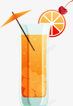 橙色卡通鲜榨果汁素材