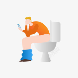 坐树头的男人卡通坐马桶玩手机的男人矢量图高清图片