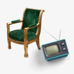 旧上海时期的椅子和收音机素材