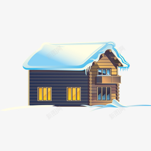 雪景小屋png免抠素材_88icon https://88icon.com 冬季雪景 卡通有趣 手绘小屋 暖色灯光 装饰图 装饰小屋