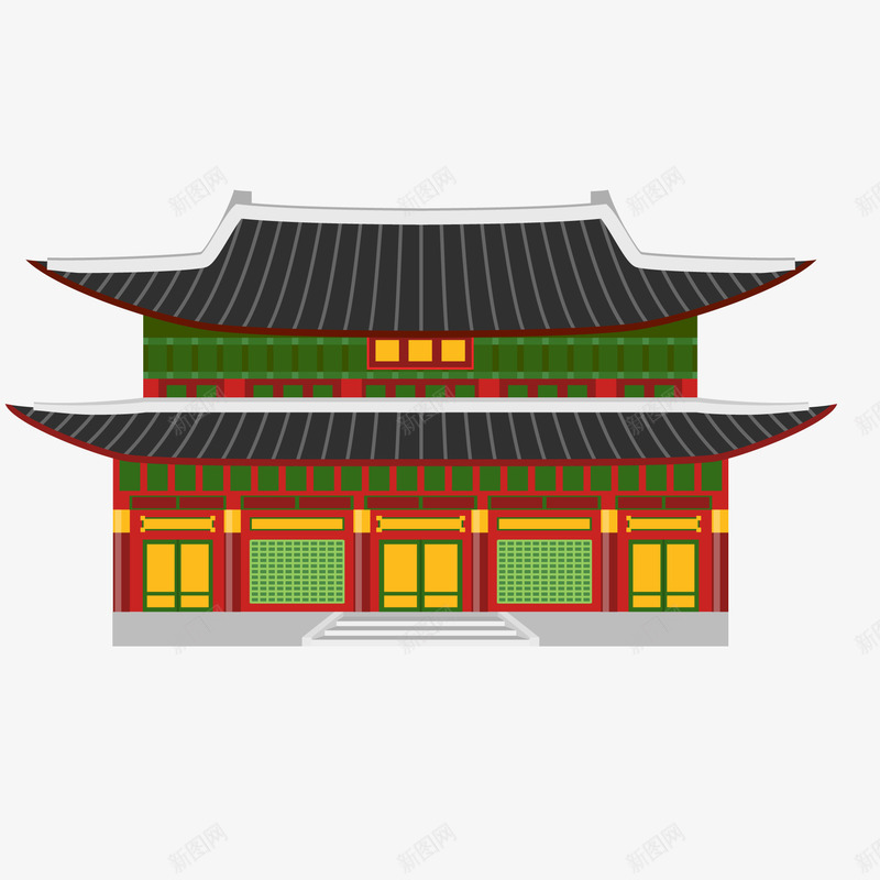 卡通韩国建筑物矢量图ai免抠素材_88icon https://88icon.com 寒假旅行 建筑 旅游 旅行 春节出游 韩国 矢量图