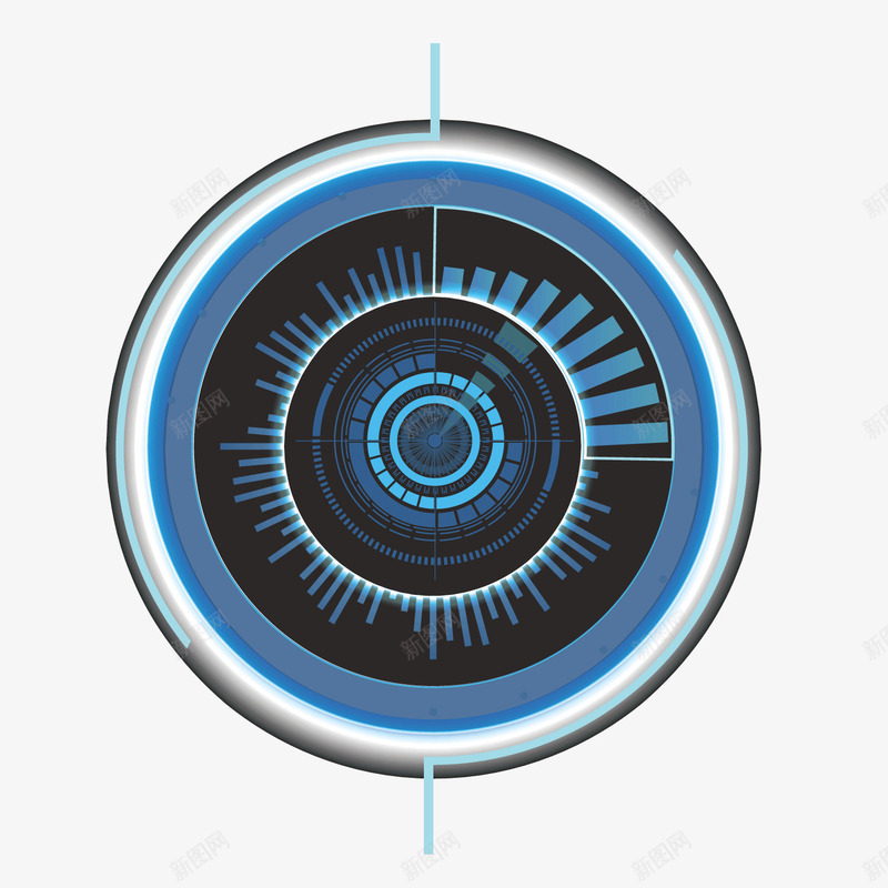 蓝色圆形科技png免抠素材_88icon https://88icon.com 刻度 商务 圆形 圆环 科技 竖直 蓝色 角度 部分