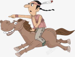 卡通手绘男人骑着马的简笔画素材