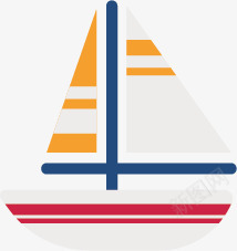 卡通白色红条帆船图标图标