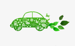 绿色创意环保低碳汽车插画素材