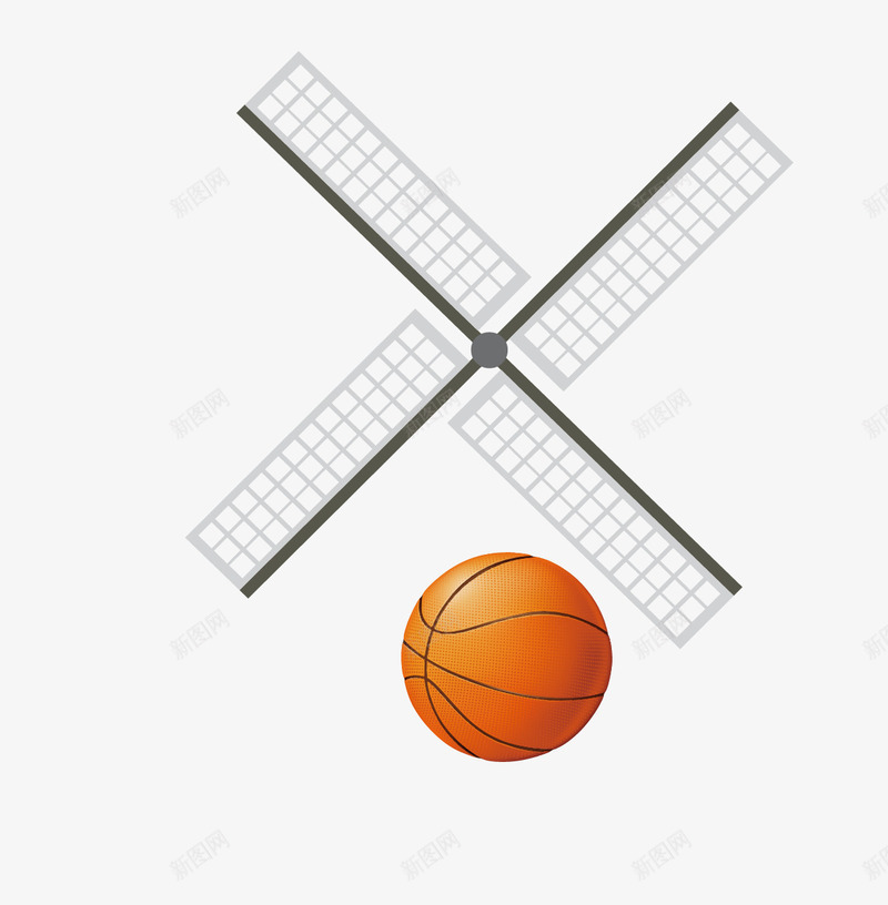 手绘风车和篮球矢量图ai免抠素材_88icon https://88icon.com 手绘 篮球 风车 矢量图