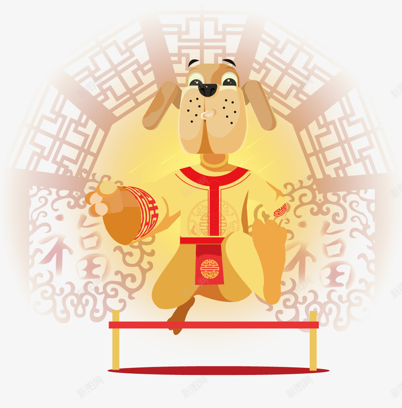 跨栏的穿着黄色衣服的卡通小狗png免抠素材_88icon https://88icon.com 小狗 新年装饰 春节 狗年 生肖狗 节日 跨栏 运动的小狗