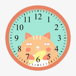 卡通可爱小猫时钟素材