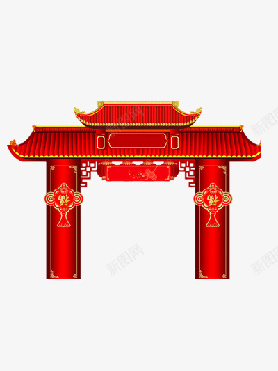 新年装饰门楼png免抠素材_88icon https://88icon.com 中国结 中国风 古代牌楼 喜庆 春节 节日 门楼